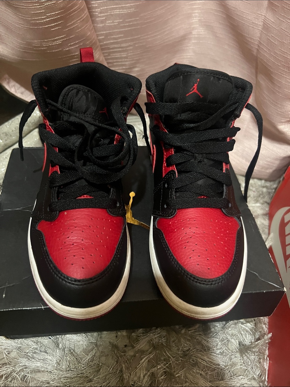 Jordan Kids High-Top Sneakers in Black and Red